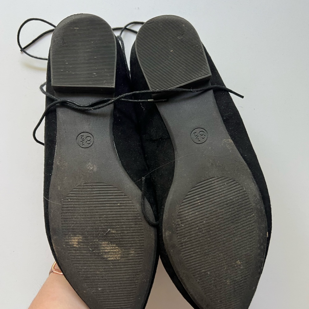 Black AE Lace Up Flats - Picture 3 of 6